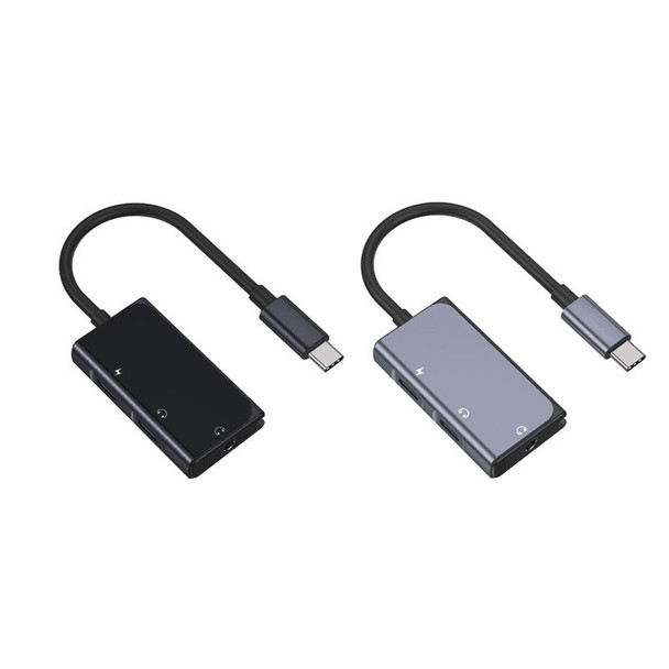 3 in 1 USB-C / Type-C Male to 3.5mm + PD 60W Female Charging & Digital Audio Adapter(Grey)