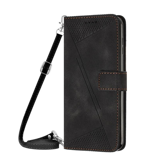 For Samsung Galaxy A54 Dream Triangle Leatherette Phone Case with Lanyard(Black)