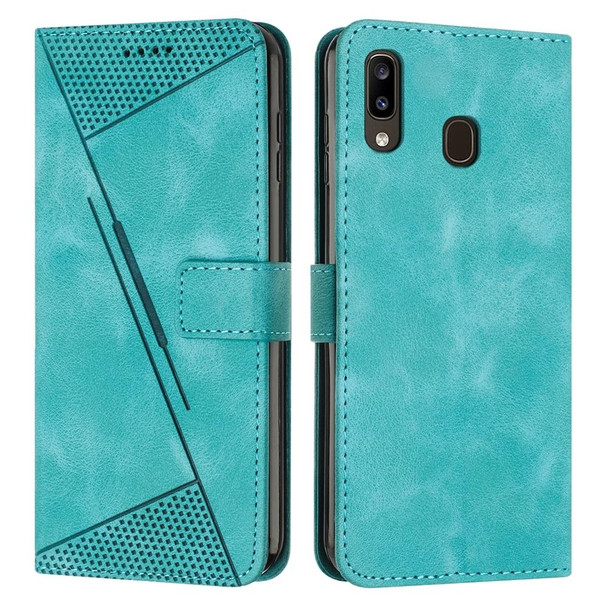 For Samsung Galaxy A40 Dream Triangle Leatherette Phone Case with Lanyard(Green)