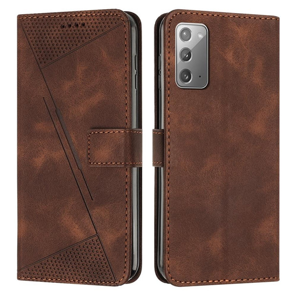 For Samsung Galaxy Note20 Dream Triangle Leatherette Phone Case with Lanyard(Brown)