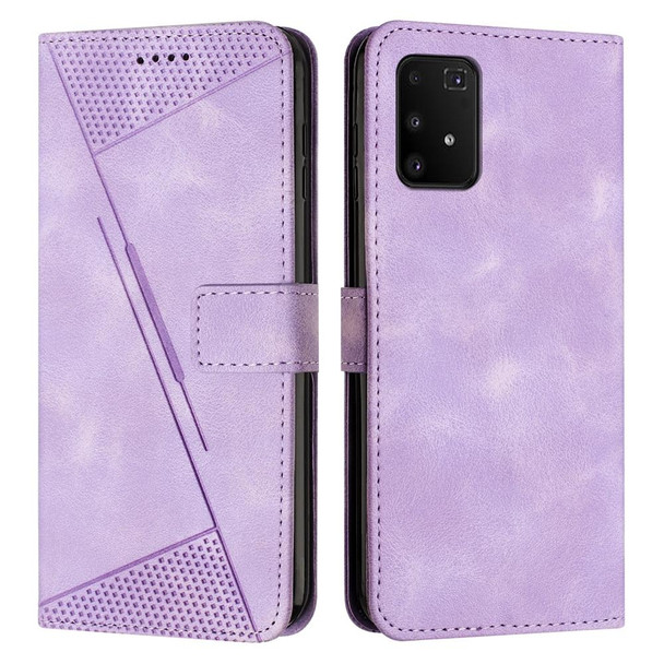 For Samsung Galaxy A91 Dream Triangle Leatherette Phone Case with Lanyard(Purple)