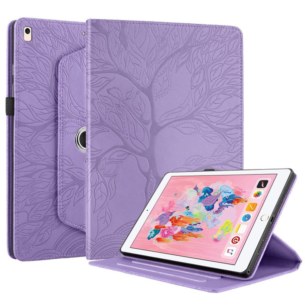 For iPad Air / Air 2 / 9.7 2017 / 2018 Tree Life Embossed Rotation Leatherette Smart Tablet Case(Purple)