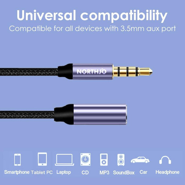 NORTHJO MTF0401 4 Pole 3.5mm Male to Female Stereo Audio Adapter Cable, Length:1m