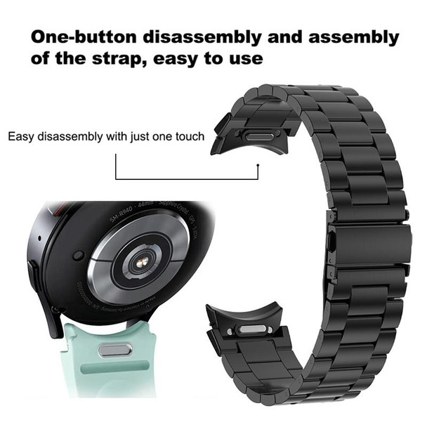 For Samsung Galaxy Watch 6 Three Strains Metal Watch Band(Black)