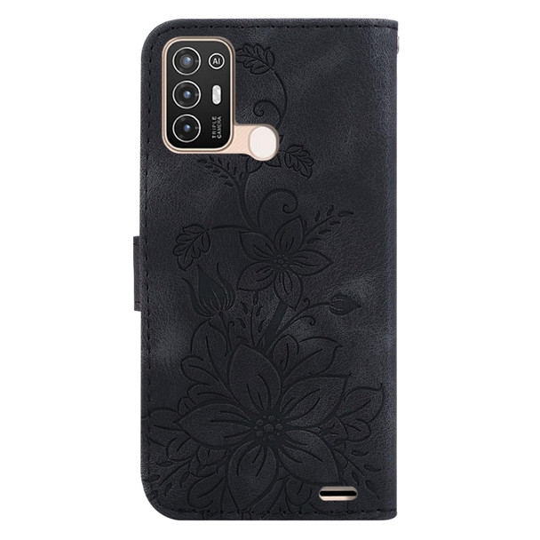 For ZTE Blade A52 Lily Embossed Leather Phone Case(Black)