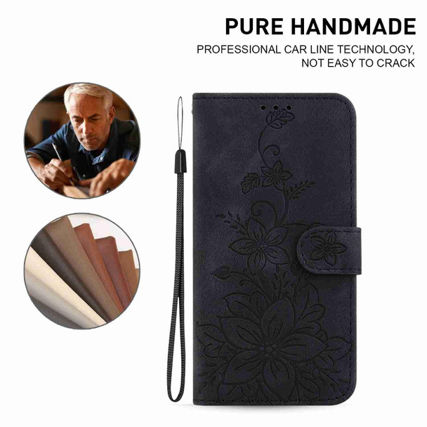 For ZTE Blade A52 Lily Embossed Leather Phone Case(Black)
