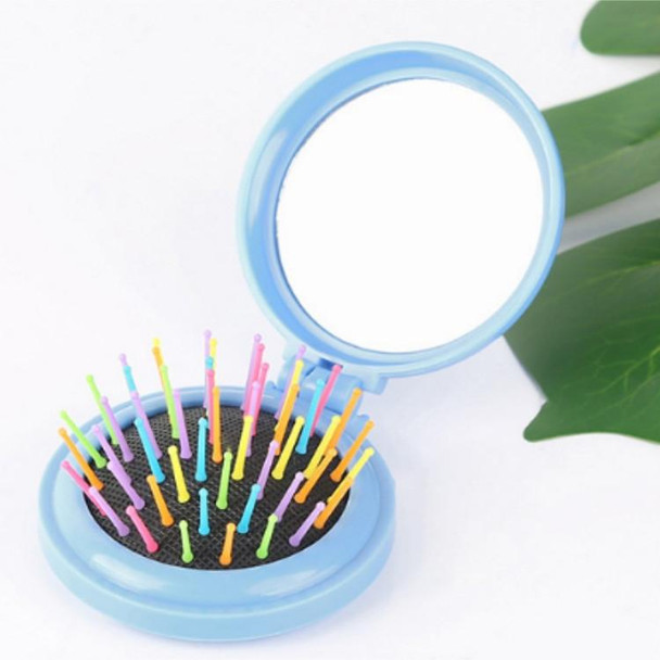 10 PCS Travel Portable Folding Massage Mirror Comb(Blue)