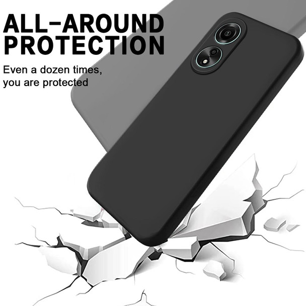 For OPPO A78 4G Pure Color Liquid Silicone Shockproof Phone Case(Black)