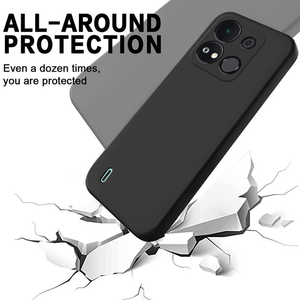 For itel A04 Pure Color Liquid Silicone Shockproof Phone Case(Black)