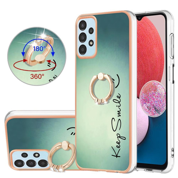 For Samsung Galaxy A32 5G / M32 5G Electroplating Dual-side IMD Phone Case with Ring Holder(Smile)