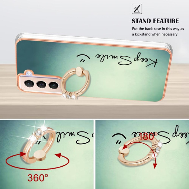 For Samsung Galaxy S21+ 5G Electroplating Dual-side IMD Phone Case with Ring Holder(Smile)