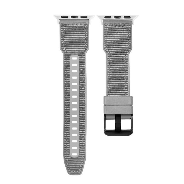 For Apple Watch 42mm Hybrid Braid Nylon Silicone Watch Band(Grey)