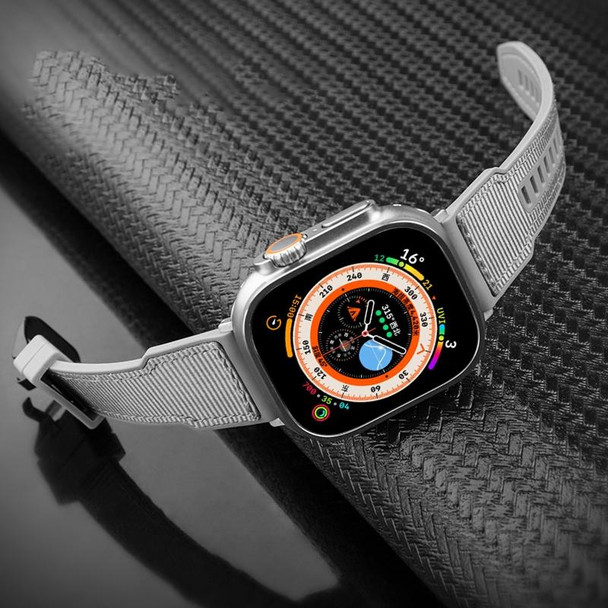 For Apple Watch 42mm Hybrid Braid Nylon Silicone Watch Band(Grey)