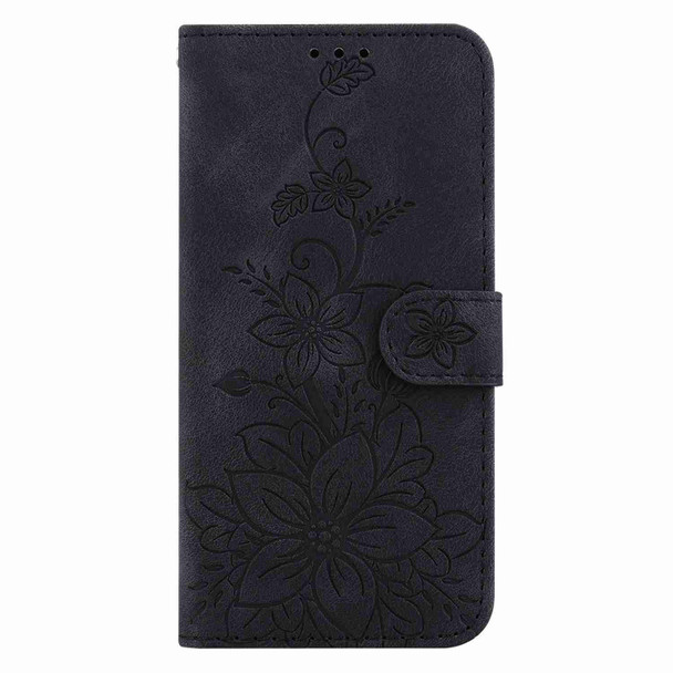 For OnePlus Nord 2T Lily Embossed Leatherette Phone Case(Black)