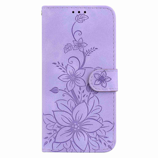 For OnePlus Nord 2T Lily Embossed Leatherette Phone Case(Purple)