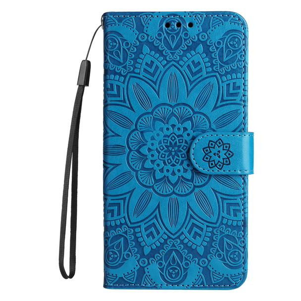 For OnePlus Nord CE3 Embossed Sunflower Leatherette Phone Case(Blue)