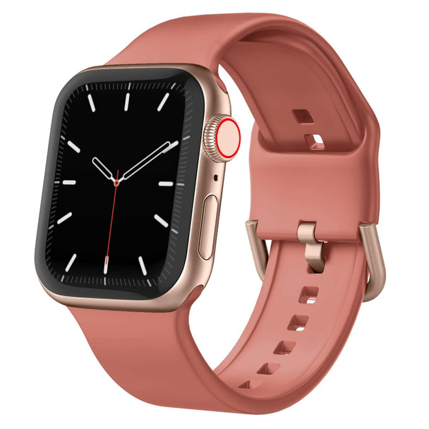 For Apple Watch 8 41mm Pin Buckle Silicone Watch Band(Coral)