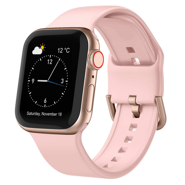 For Apple Watch 7 41mm Pin Buckle Silicone Watch Band(Pink)