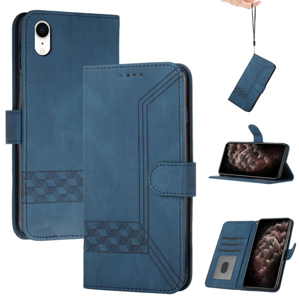 Cubic Skin Feel Flip Leatherette Phone Case - iPhone XR(Blue)