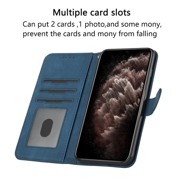 Cubic Skin Feel Flip Leatherette Phone Case - iPhone 12 Pro Max(Blue)