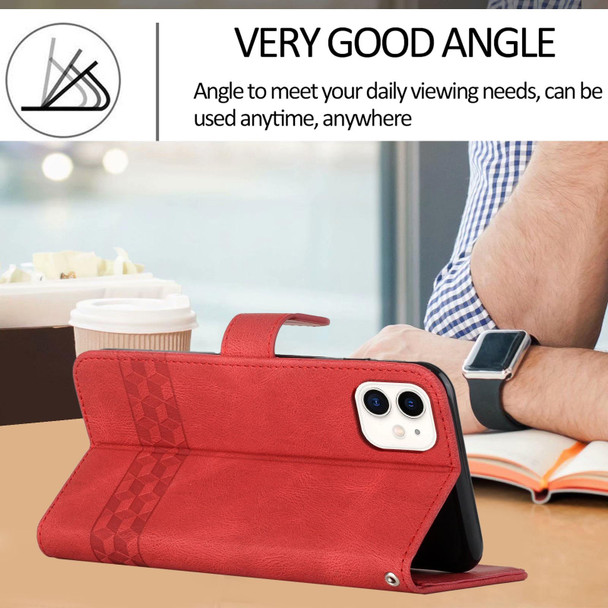 Cubic Skin Feel Flip Leatherette Phone Case - iPhone 12 mini(Red)