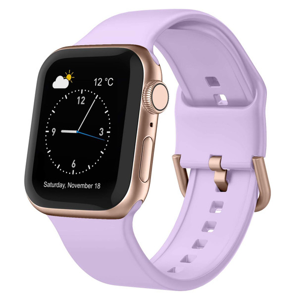 For Apple Watch 2 38mm Pin Buckle Silicone Watch Band(Lavender)