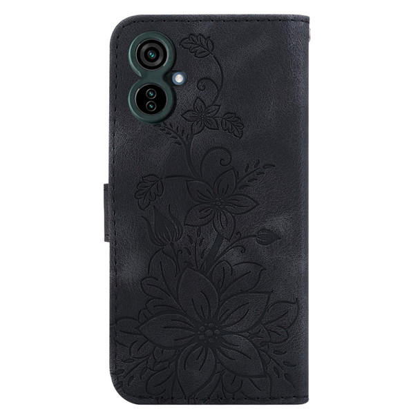 For Tecno Camon 19 Neo Lily Embossed Leatherette Phone Case(Black)