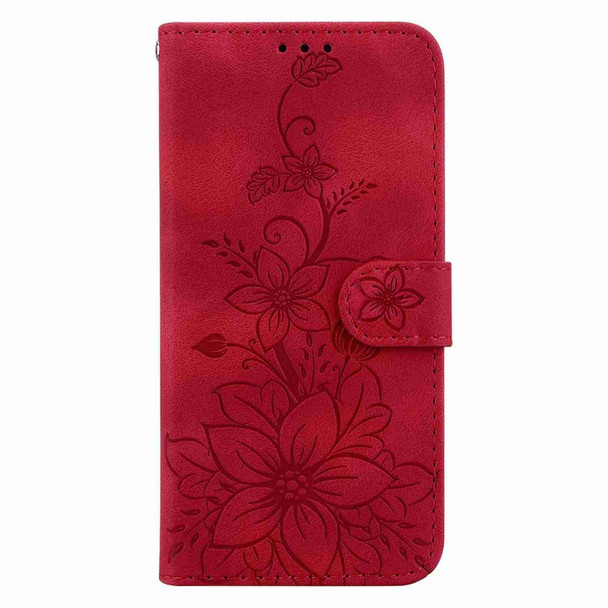 For Tecno Camon 19 Neo Lily Embossed Leatherette Phone Case(Red)