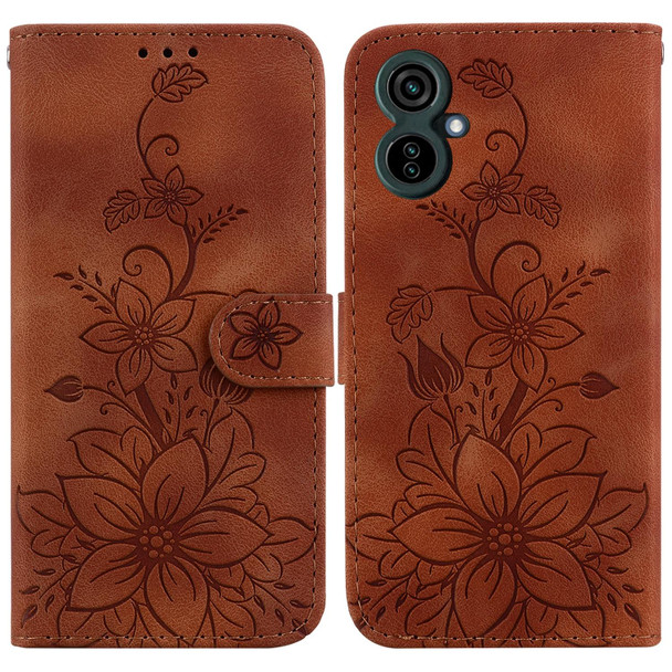 For Tecno Camon 19 Neo Lily Embossed Leatherette Phone Case(Brown)