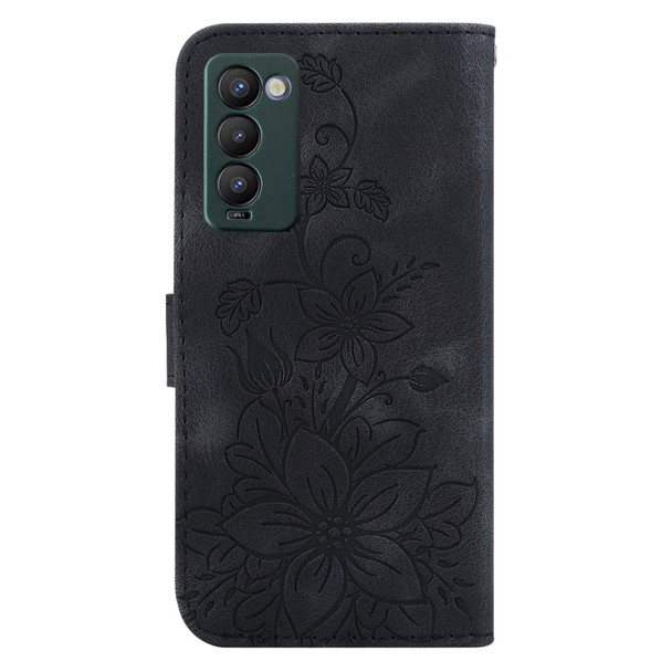For Tecno Camon 18 / 18 P Lily Embossed Leatherette Phone Case(Black)