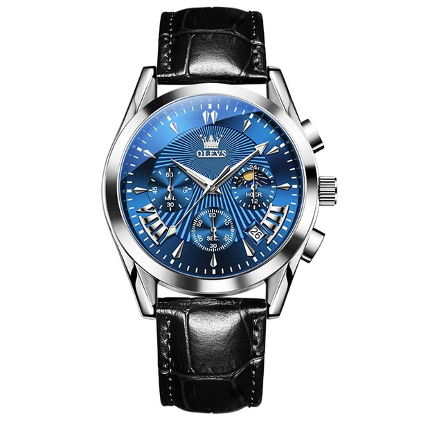 OLEVS 2876 Men Multifunctional Sports Chronograph Quartz Watch(Blue)