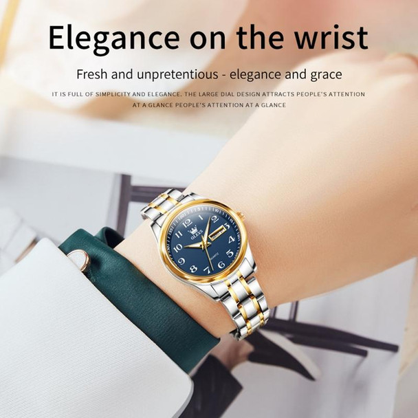 OLEVS 5567 Women Steel Strap Waterproof Quartz Watch(Blue)