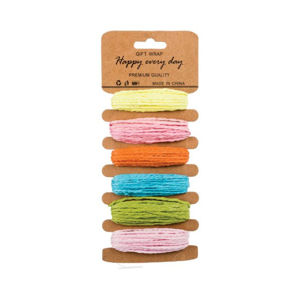 Paper Raffia Twine Carded 5mm x 5m – 6 Colours Per Pack