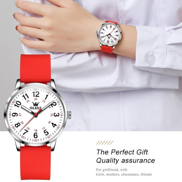 OLEVS 9953 Women Simple Silicone Strap Waterproof Quartz Watch(Red)