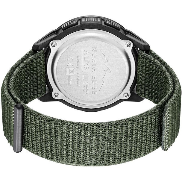 NORTH EDGE ALPS Outdoor Waterproof Men Carbon Fiber Digital Nylon Strap Smart Sports Watch(Army Green)