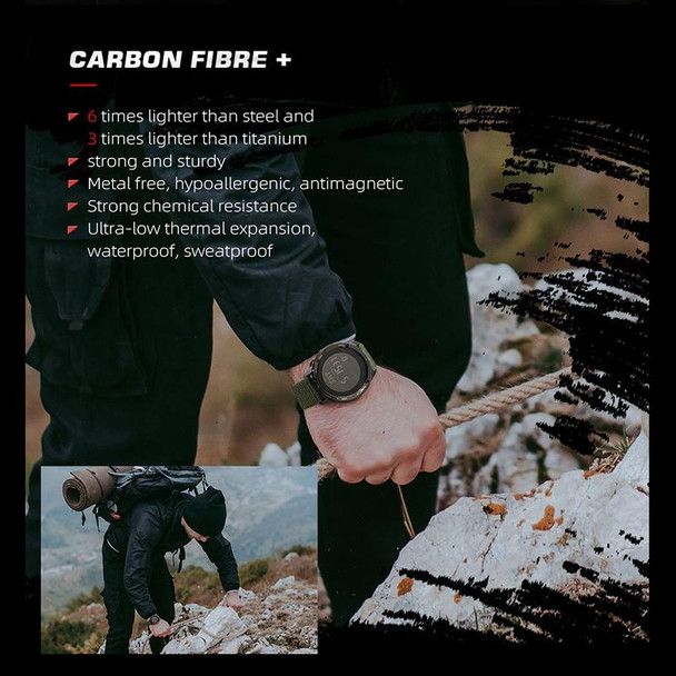 NORTH EDGE ALPS Outdoor Waterproof Men Carbon Fiber Digital Nylon Strap Smart Sports Watch(Black)