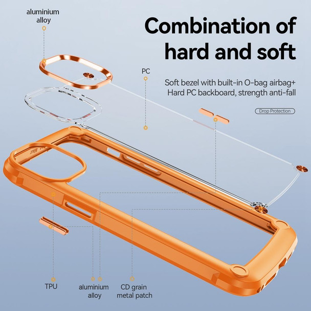 For iPhone 15 TPU + PC Lens Protection Phone Case(Orange)