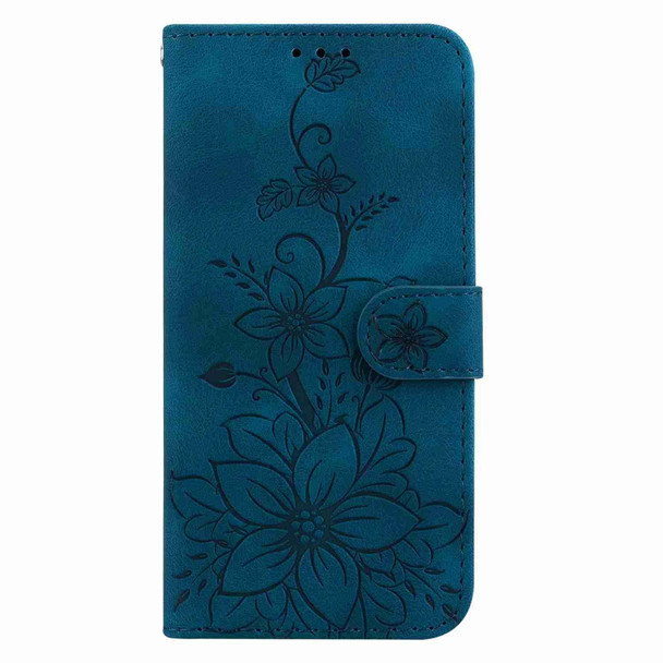 For OPPO Reno8 T 5G / A1 Pro 5G Lily Embossed Leatherette Phone Case(Dark Blue)