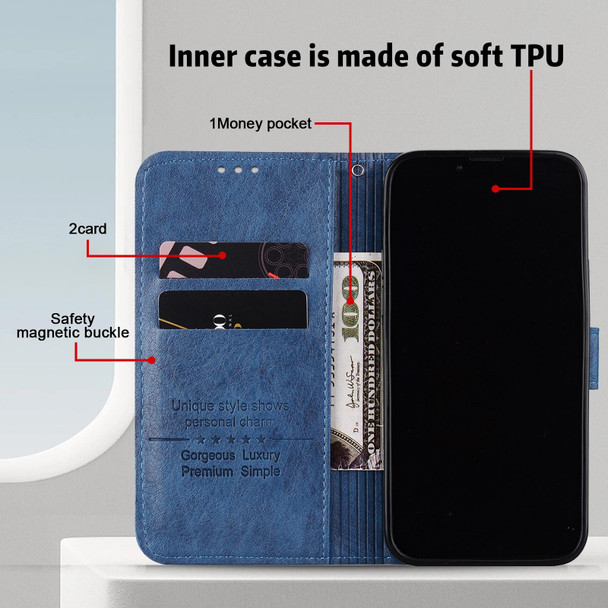 For Samsung Galaxy S21+ Skin Feeling Oil Leatherette Texture PU + TPU Phone Case(Dark Blue)