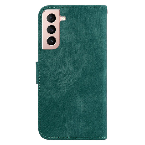 For Samsung Galaxy S21+ 5G Little Tiger Embossed Leatherette Phone Case(Green)