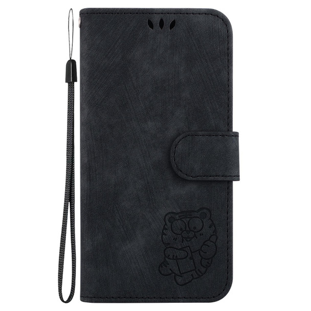 For Samsung Galaxy S22+ 5G Little Tiger Embossed Leatherette Phone Case(Black)