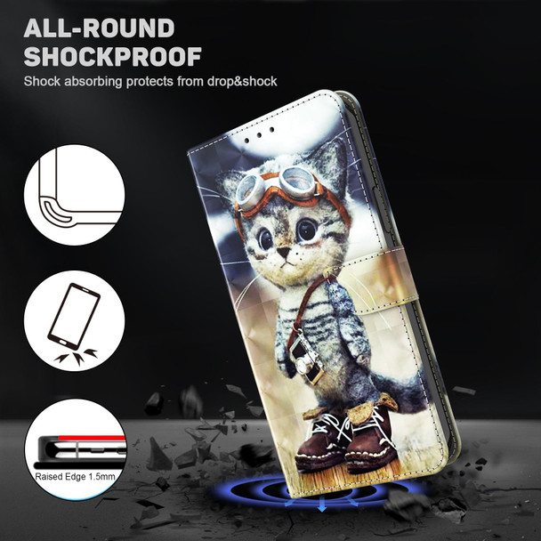 For iPhone 15 Pro 3D Painted Leatherette Phone Case(Naughty Cat)