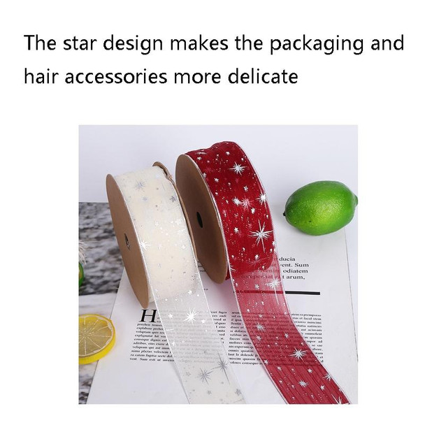 Starry Sky Yarn Ribbon Gift Box Packaging Bow Tie Ribbon, Specification: 4CM(White)