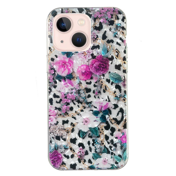 For iPhone 15 IMD Shell Pattern TPU Phone Case(Leopard Flower)