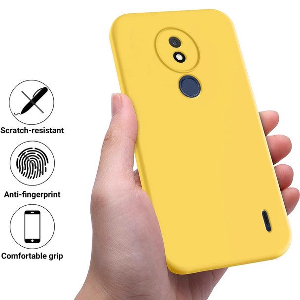 For Nokia C21 Pure Color Liquid Silicone Shockproof Phone Case(Yellow)
