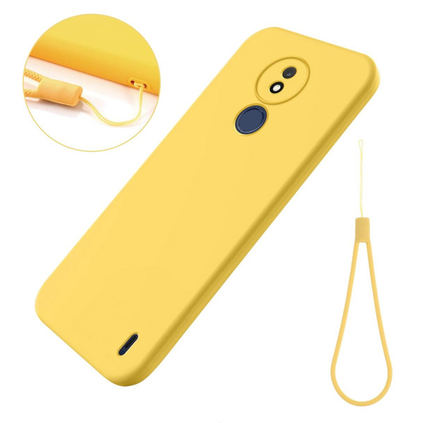 For Nokia C21 Pure Color Liquid Silicone Shockproof Phone Case(Yellow)