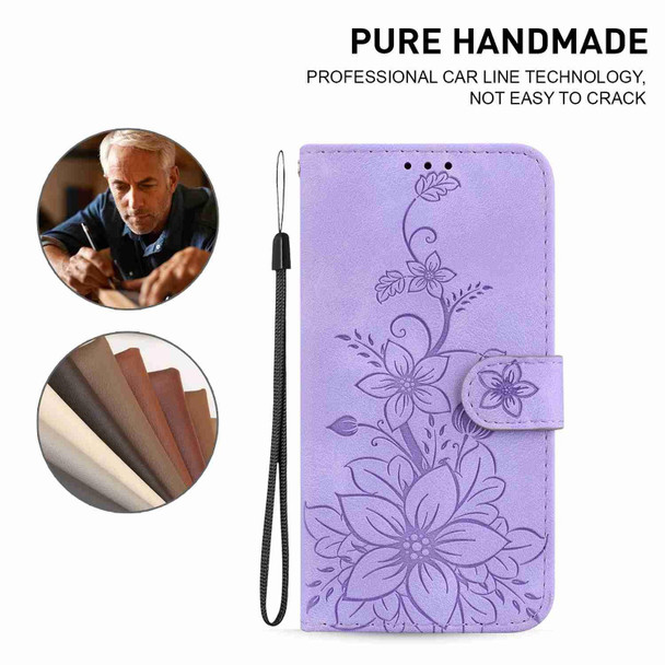 For Motorola Edge 40 Lily Embossed Leatherette Phone Case(Purple)