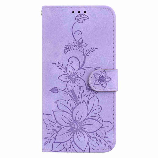 For Motorola Edge 40 Lily Embossed Leatherette Phone Case(Purple)