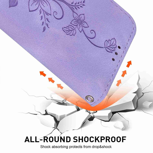 For Motorola Edge 40 Pro Lily Embossed Leatherette Phone Case(Purple)