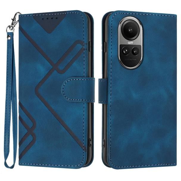 For OPPO Reno10 5G / Reno10 Pro 5G Global Line Pattern Skin Feel Leatherette Phone Case(Royal Blue)